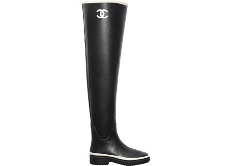 chanel thigh high rubber boots|knee high chanel boots.